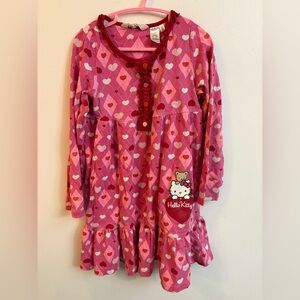 H&M X Hello Kitty Pink Heart Ruffle-Front Long Sleeve dress 6-8 years